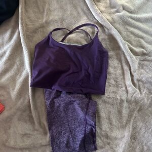 Born primitive Women's Deep Purple Sports Bra Set with heathered leggings